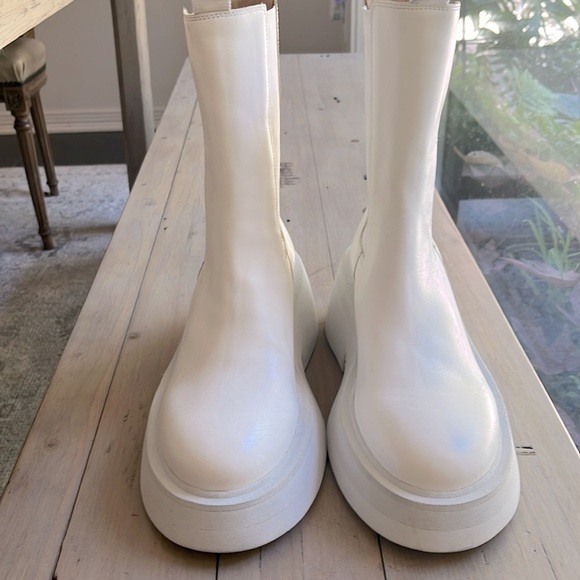 Marsèll Macron Calf Length 80mm White Platform Chelsea Boots Size 37.5 IT US 7 - Picture 7 of 12